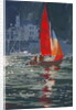 Red sail boat Salcombe - gouache - 2008 by Jennifer Wright