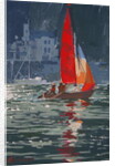 Red sail boat Salcombe - gouache - 2008 by Jennifer Wright