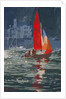Red sail boat Salcombe - gouache - 2008 by Jennifer Wright