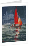 Red sail boat Salcombe - gouache - 2008 by Jennifer Wright