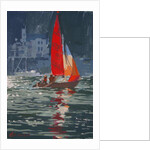 Red sail boat Salcombe - gouache - 2008 by Jennifer Wright