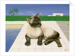 Siamese cat by a swimming pool by Joan Freestone