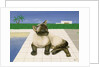 Siamese cat by a swimming pool by Joan Freestone