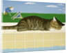 Tabby cat by a pool by Joan Freestone