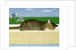 Tabby cat by a pool by Joan Freestone