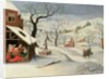 Flight into Egypt in a winter landscape by Abel Grimmer or Grimer