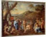 Saint John baptizing the people. Saint John the Baptist blessed men by a river, 17th century by Nicolas Poussin