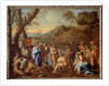 Saint John baptizing the people. Saint John the Baptist blessed men by a river, 17th century by Nicolas Poussin