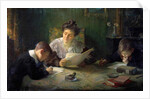 Homework A mother helps children do their homework, 20th century by Henri Jamet
