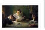 Homework A mother helps children do their homework, 20th century by Henri Jamet