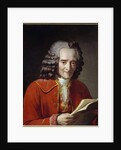 Portrait of Voltaire holding L'Annee Litteraire by Freron by Jacques Augustin Catherine Pajou