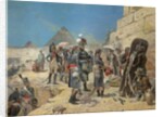 Napoleon Bonaparte in front of the pyramids contemplating the mummy of a king in the countryside of Egypt, 1895 by Maurice Henri Orange