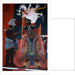 Reproduction of a mural showing a servant dressing a ruler for a ceremony by Mayan Mayan