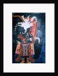 Reproduction of a mural showing a ruler dressed for a ceremony by Mayan Mayan