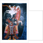 Reproduction of a mural showing a ruler dressed for a ceremony by Mayan Mayan
