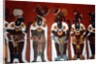 Reproduction of a mural showing noble men dressed for a ceremony by Mayan Mayan