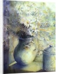 Asters - Snowsprite in jug on window sill by Karen Armitage