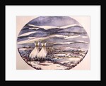 Two Hares in a Snowy Landscape by Suzi Kennett