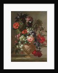 Still life of flowers in a sculpted vase by Jean-Baptiste Monnoyer