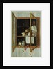 Vanitas still life seen through a trompe l'oeil window by Cornelis Norbertus Gijsbrechts