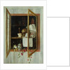Vanitas still life seen through a trompe l'oeil window by Cornelis Norbertus Gijsbrechts