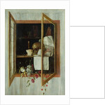 Vanitas still life seen through a trompe l'oeil window by Cornelis Norbertus Gijsbrechts