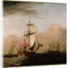 The Second Duke of Albemarle's Ketch with a yacht to the left and three warships in the distance to the right by Willem van de the Younger Velde