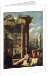 Ancient Building with a Statue and Decorative Figures, 1720-25 by Marco Ricci