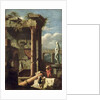 Ancient Building with a Statue and Decorative Figures, 1720-25 by Marco Ricci