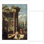 Ancient Building with a Statue and Decorative Figures, 1720-25 by Marco Ricci