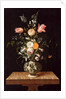 Vase with Relief and Flowers on a Marble Table by Johann Georg (1630/31-88) Hinz
