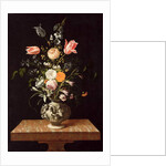 Vase with Relief and Flowers on a Marble Table by Johann Georg (1630/31-88) Hinz