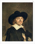 A Small Portrait of a Man Holding Gloves, c.1642 by Frans Hals