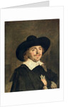 A Small Portrait of a Man Holding Gloves, c.1642 by Frans Hals