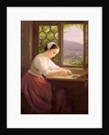 Girl reading by an open window by Caroline von der Embde