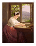 Girl reading by an open window by Caroline von der Embde