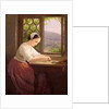 Girl reading by an open window by Caroline von der Embde