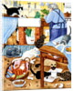 Grandma and 10 cats in the kitchen by Linda Benton