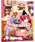 Grandma and 10 cats in the bedroom by Linda Benton