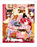 Grandma and 10 cats in the bedroom by Linda Benton