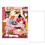 Grandma and 10 cats in the bedroom by Linda Benton