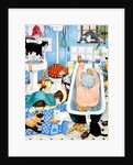Grandma and 10 cats in the bathroom by Linda Benton