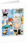 Grandma and 10 cats in the bathroom by Linda Benton