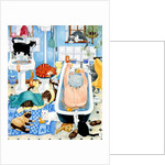 Grandma and 10 cats in the bathroom by Linda Benton