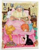 Grandma and 2 cats and a pink bed by Linda Benton