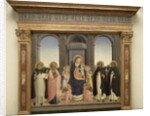 Virgin and Child enthroned with Angels and St. Thomas Aquinas, St. Barnabas, St. Dominic, and St. Peter Martyr, c.1422 by Fra (c.1387-1455) Angelico