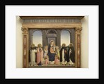 Virgin and Child enthroned with Angels and St. Thomas Aquinas, St. Barnabas, St. Dominic, and St. Peter Martyr, c.1422 by Fra (c.1387-1455) Angelico