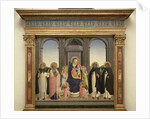 Virgin and Child enthroned with Angels and St. Thomas Aquinas, St. Barnabas, St. Dominic, and St. Peter Martyr, c.1422 by Fra (c.1387-1455) Angelico