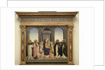 Virgin and Child enthroned with Angels and St. Thomas Aquinas, St. Barnabas, St. Dominic, and St. Peter Martyr, c.1422 by Fra (c.1387-1455) Angelico