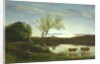 A Pond with three Cows and a Crescent Moon, c.1850 by Jean Baptiste Camille Corot